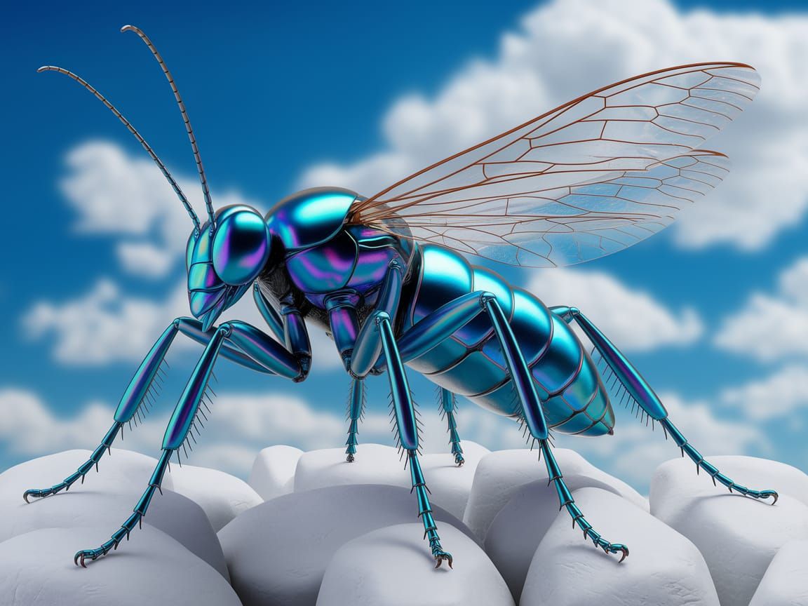 Iridescent Insect in Metallic Blue