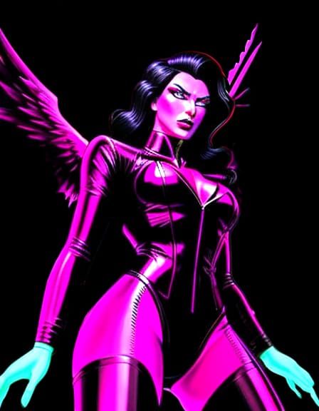 Synthwave Fusion: Angel, Devil, and Human in Neon Retro