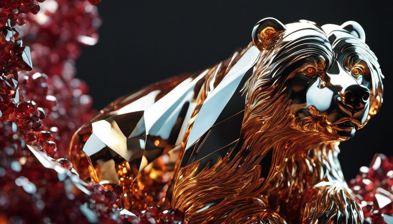 Diamond Bear Platinum Trophy in Hyperrealistic CGI Style