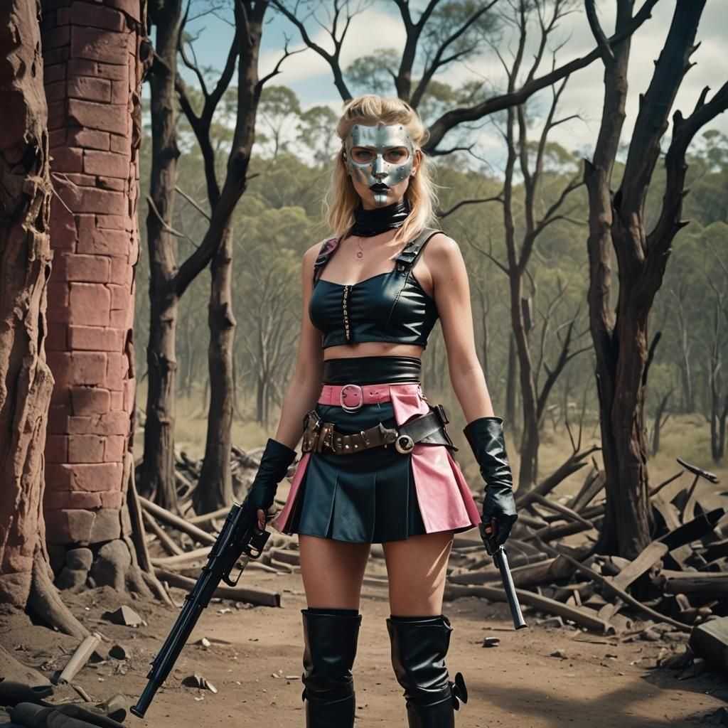 Fierce Outlaw Woman with Guns in Cinematic Style