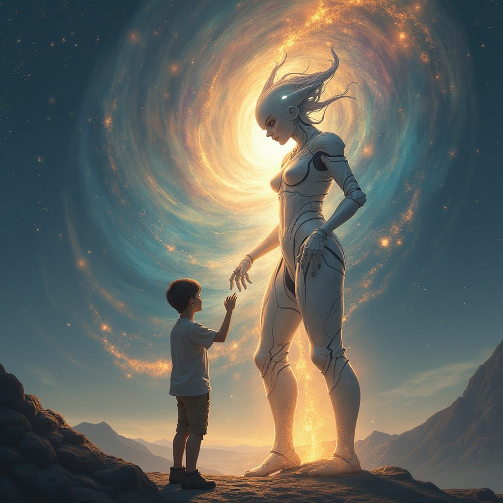 Boy Meets Guardian in Dreamy Sci-Fi Landscape