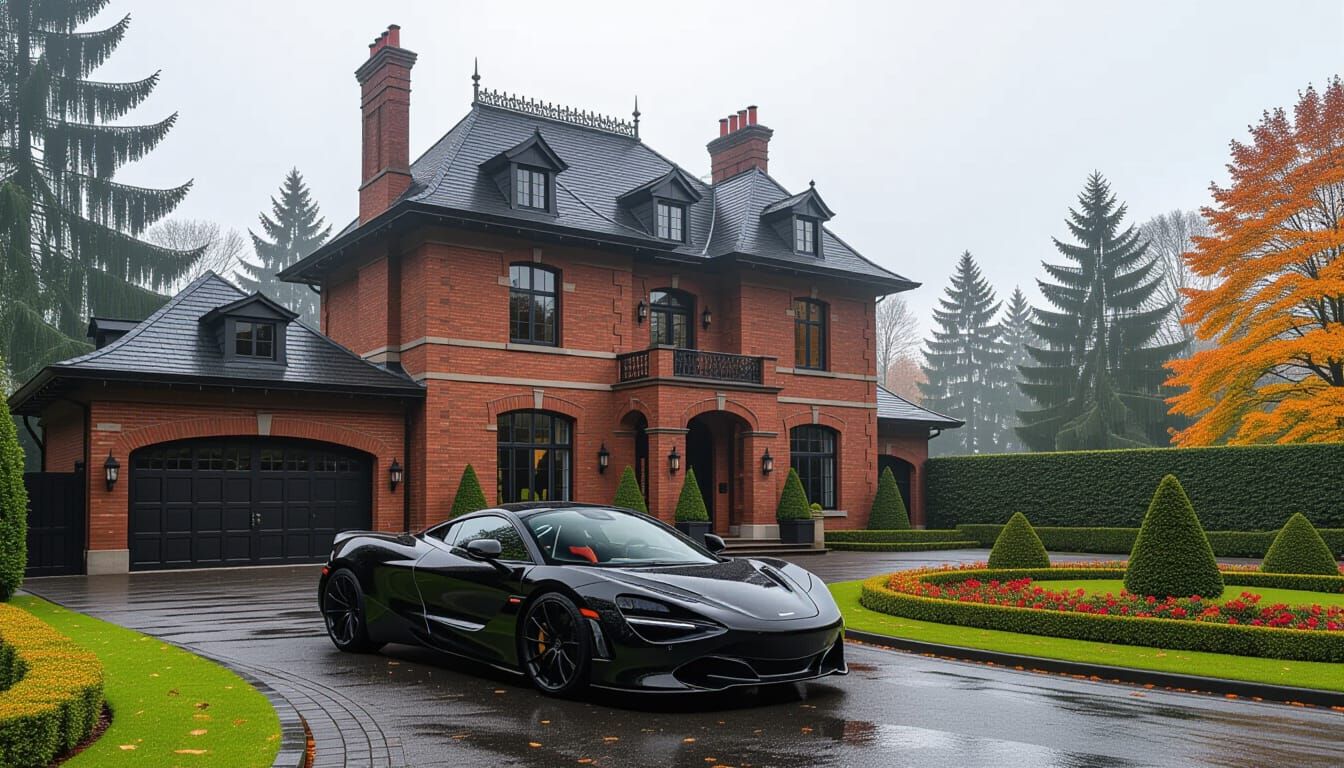 Victorian Chateau with McLaren in Misty Autumn