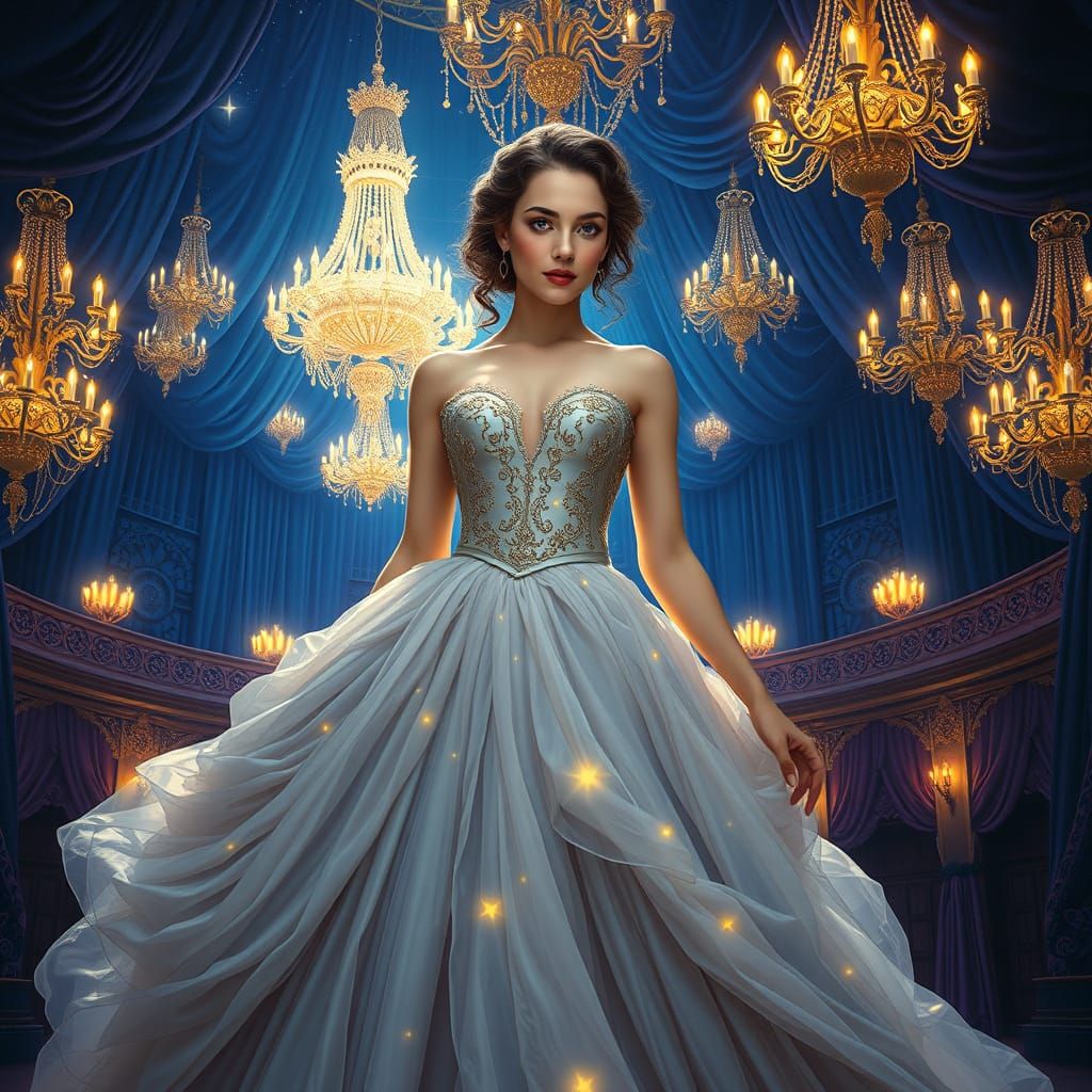 Adult Jennifer Connelly in Labyrinth Ballroom Gown