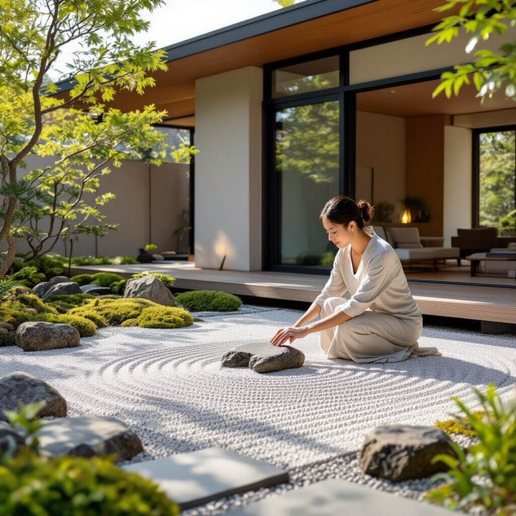Zen Garden Harmony: Minimalist Serenity Inspired by Japanese...
