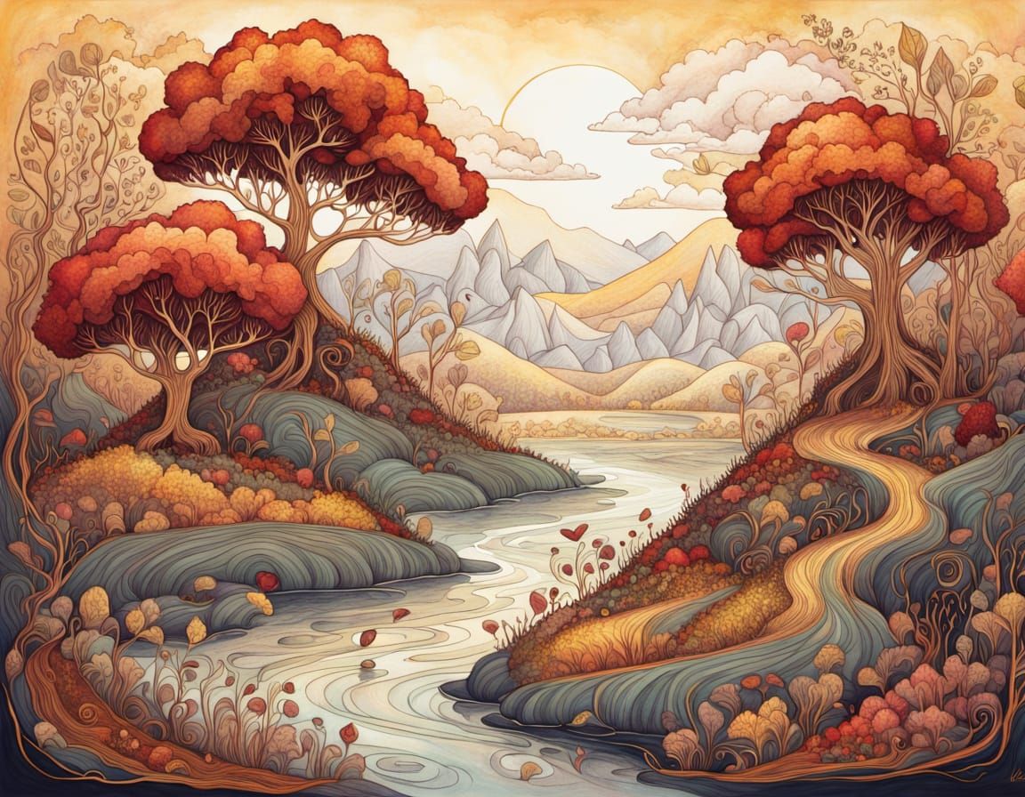 Enchanted Hearts in Art Nouveau Fantasy