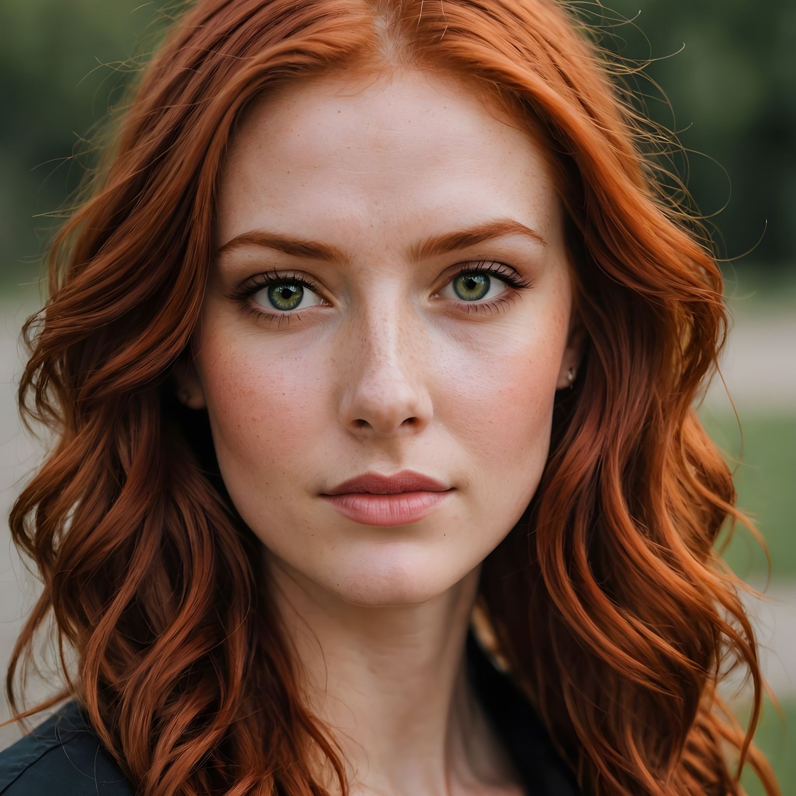 Portrait of a Red Haired Woman with Hazel Eyes