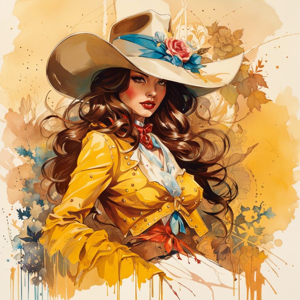 Princess Belle as Cowgirl in Pin-Up Style