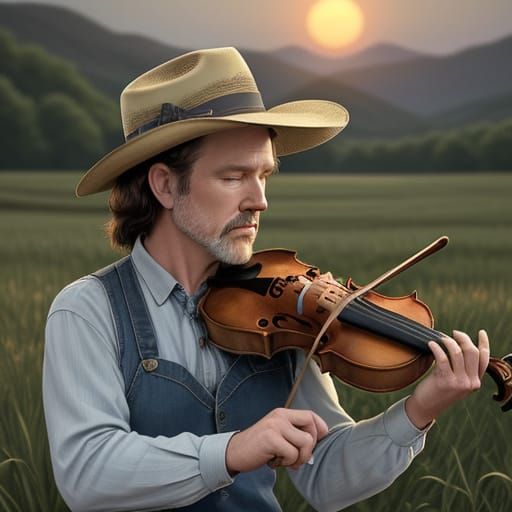 Well, I got me a fine wife, I got me ole fiddle
When the sun...