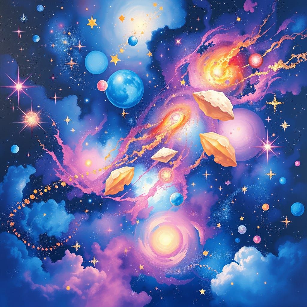 Ethereal Cosmic Ballet in Vibrant Hues