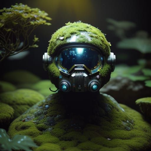 Astronaut Gazing at Nebulae in Alien Forest