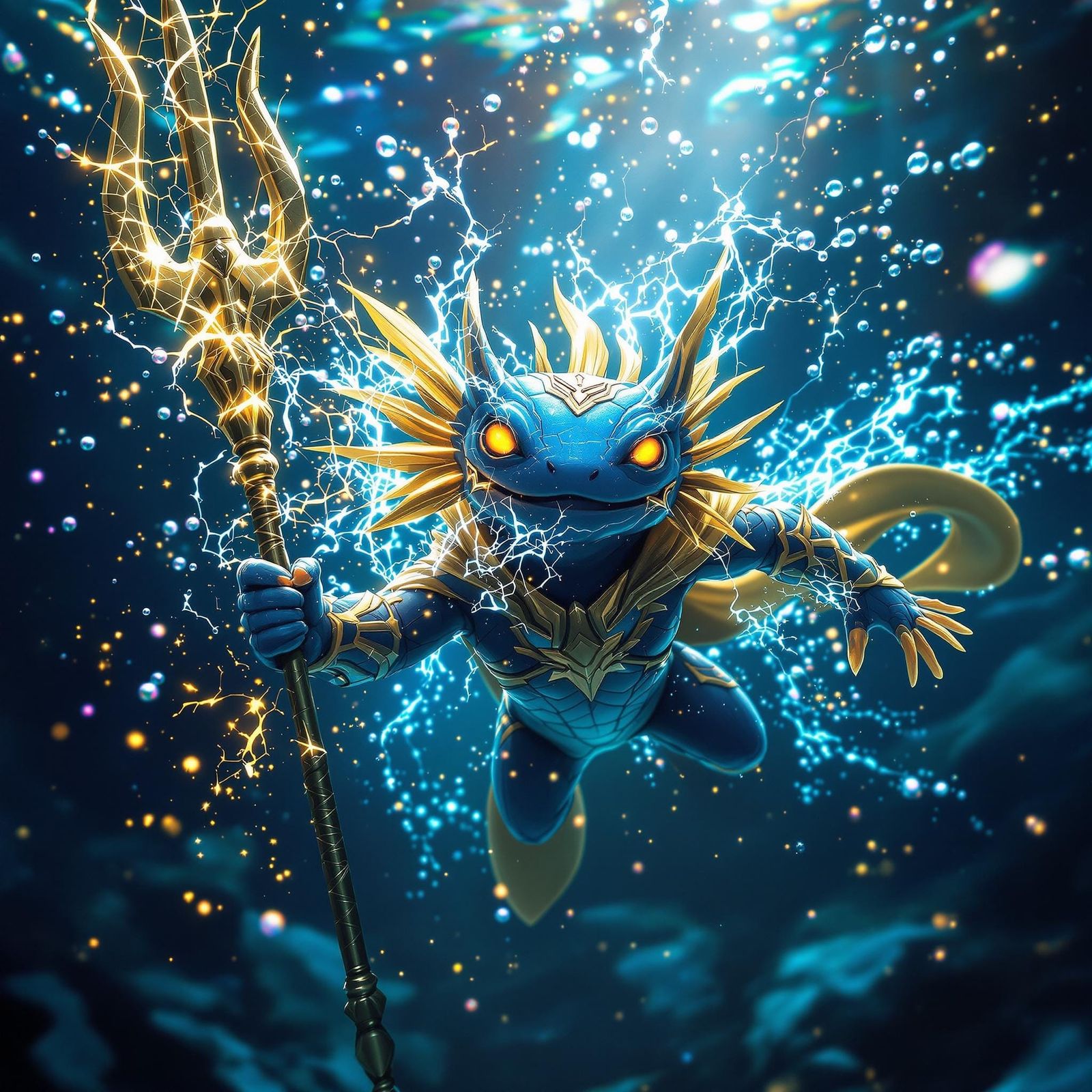 Electric Aquaman Axolotl in Epic Swim