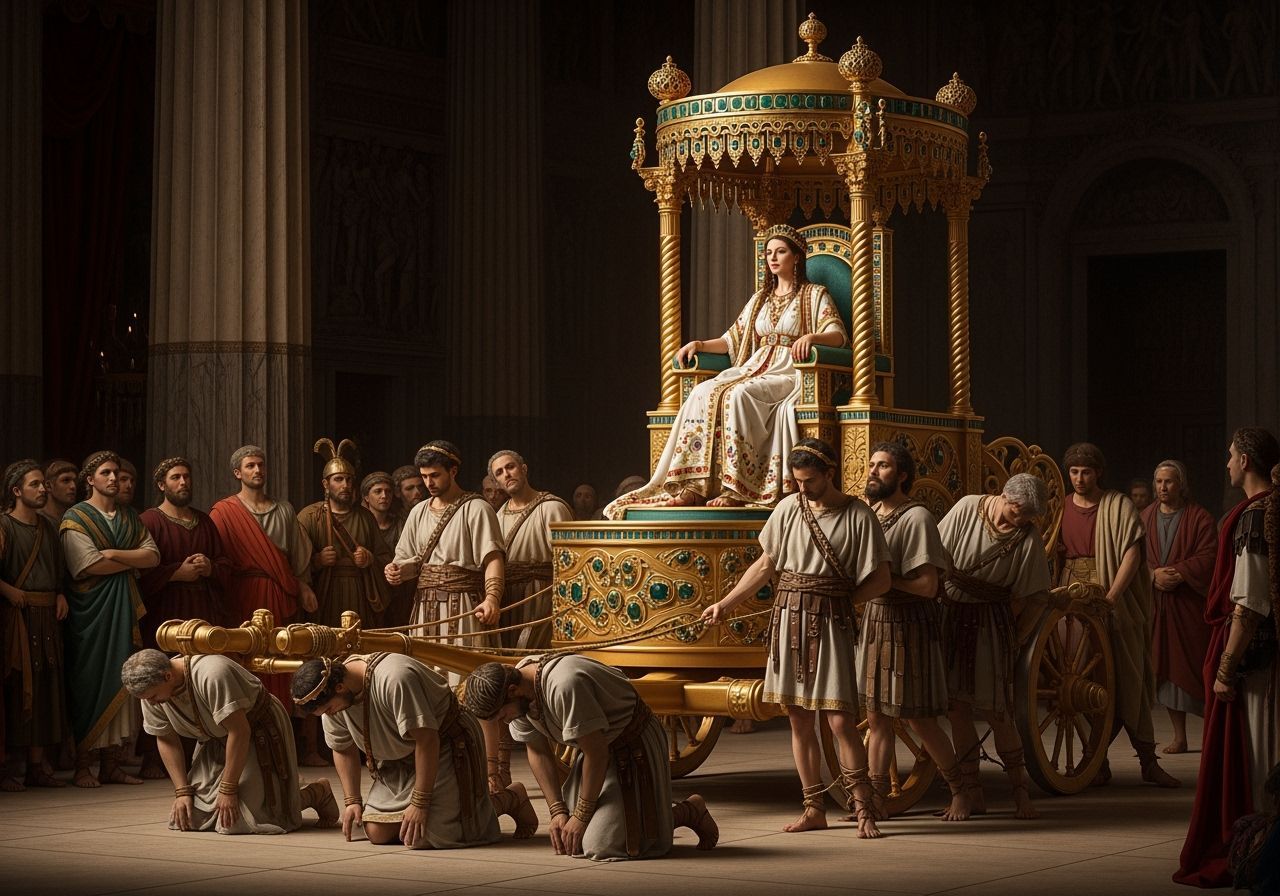Roman Empress on Gold Throne, Regal Photography