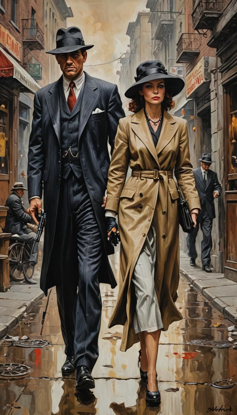 Mafia Couple in Oil Painting Style