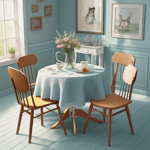 Whimsical Kitten Illustration with Soft Textures