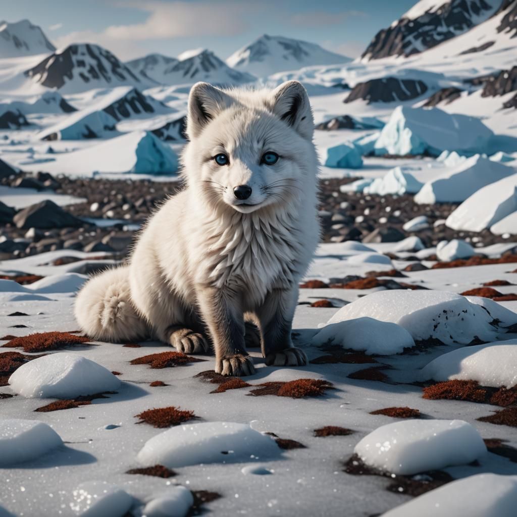 Adorable Arctic Fox Cub in Antarctica