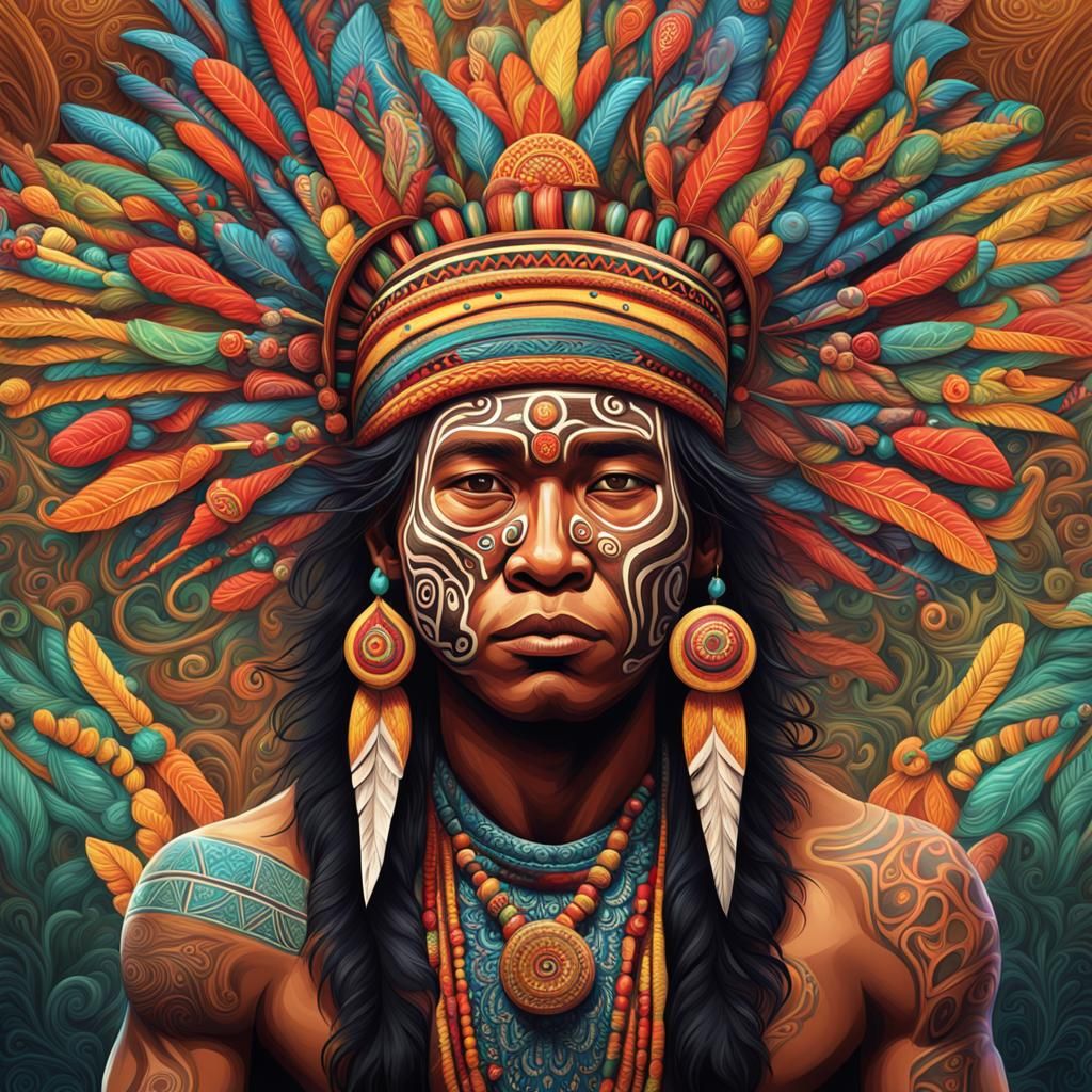 Dayak People of Indonesia in Candy Art Style