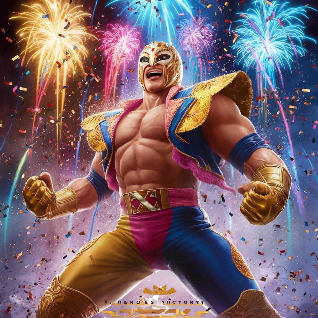 Luchador Hero Movie Poster in Anime Style