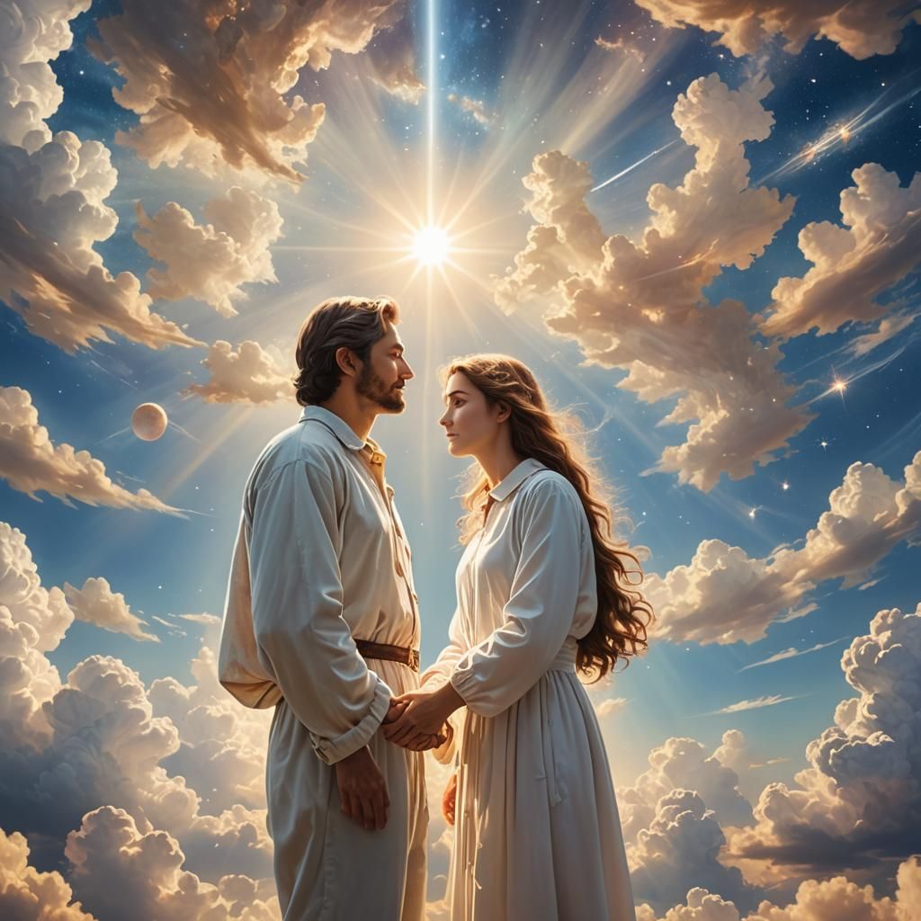 Cosmic Couple Bathed in Divine Light