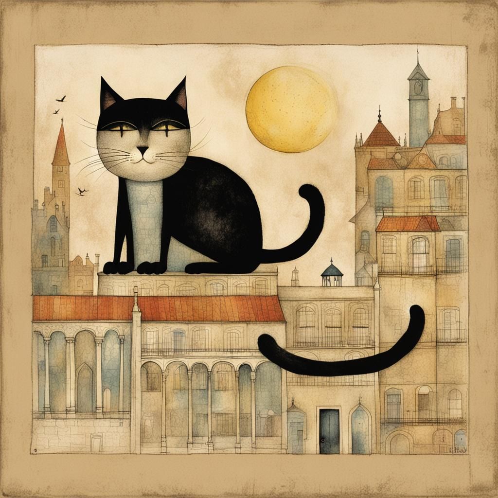Cat Illustration in Children's Book Style