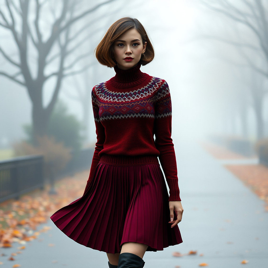 Fall Fashion Woman in Fair Isle Sweater