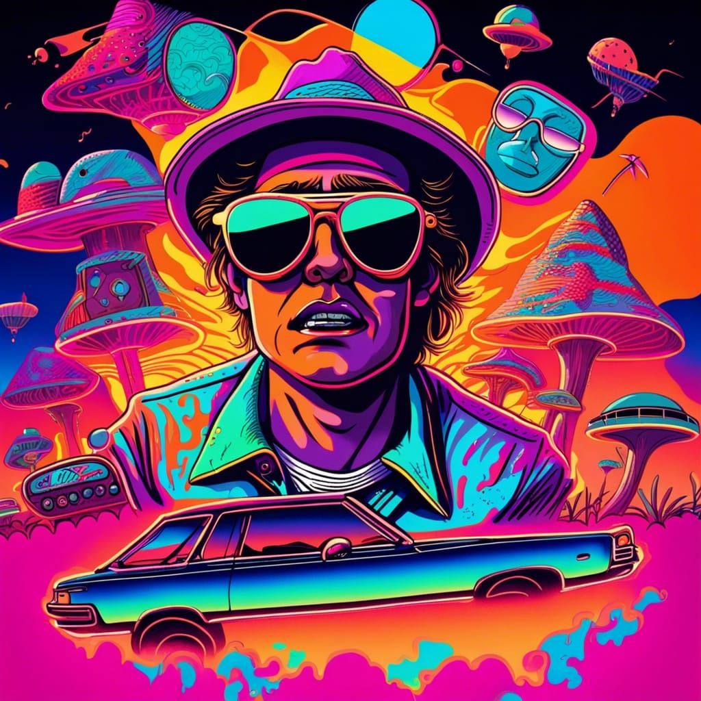 Depiction of fear and loathing in Gainesville Georgia ..I'm pretty sure we are in bat country!