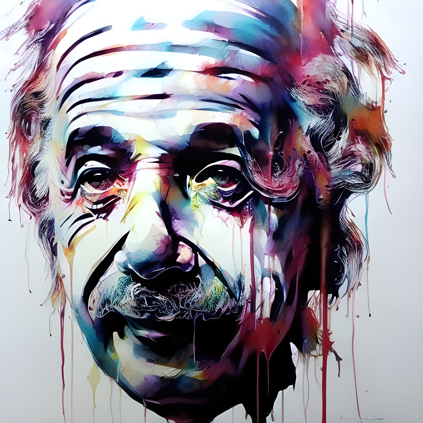 Colorful Ink Splash Portrait of Albert Einstein