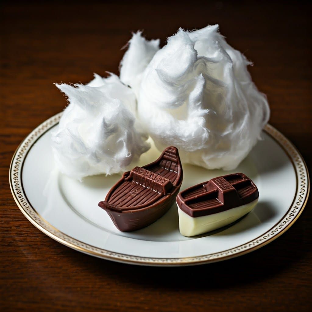 Luxurious Cream and Coffee Toned Plate with Whimsical Cotton...