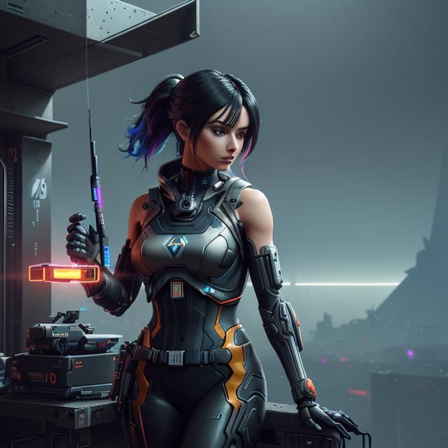 Anime Girl Nintendo Switch in Cyberpunk Style