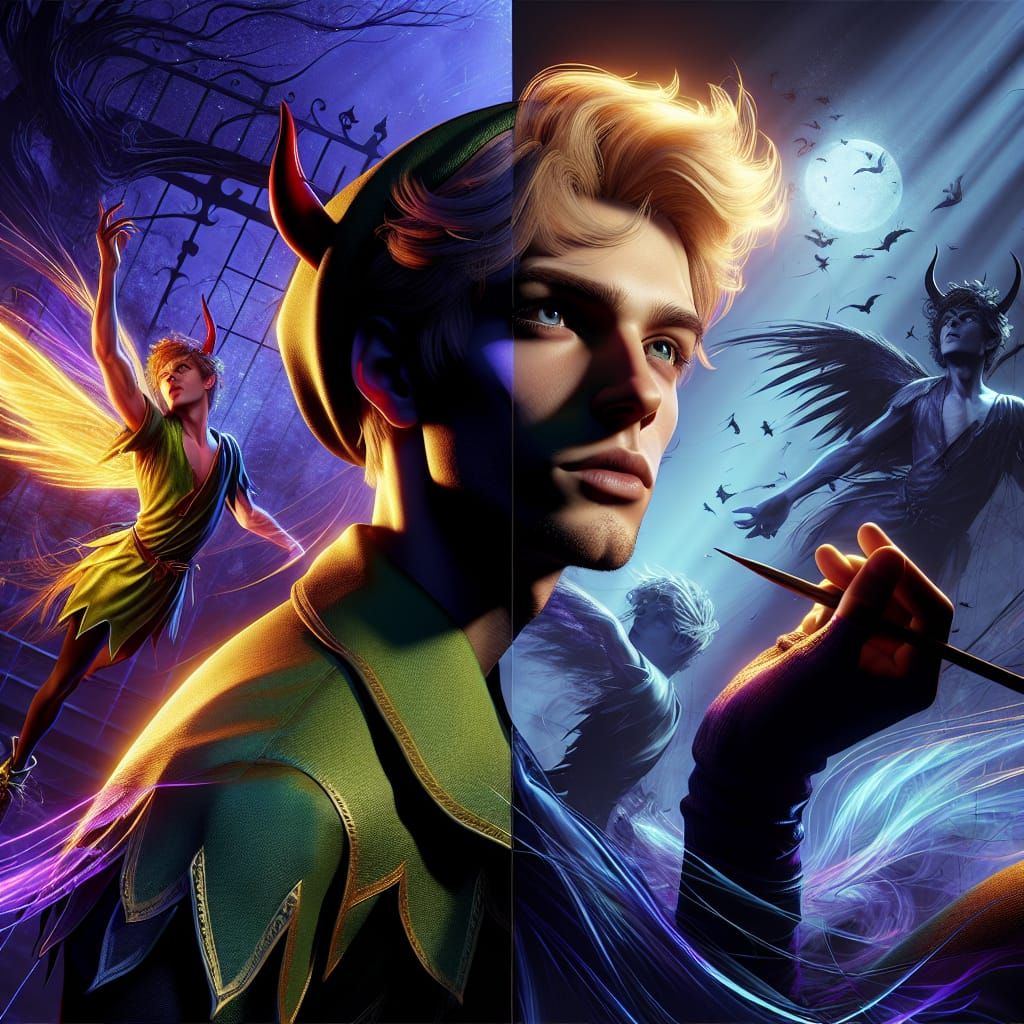Wicked Peter Pan in Dark Fantasy Style