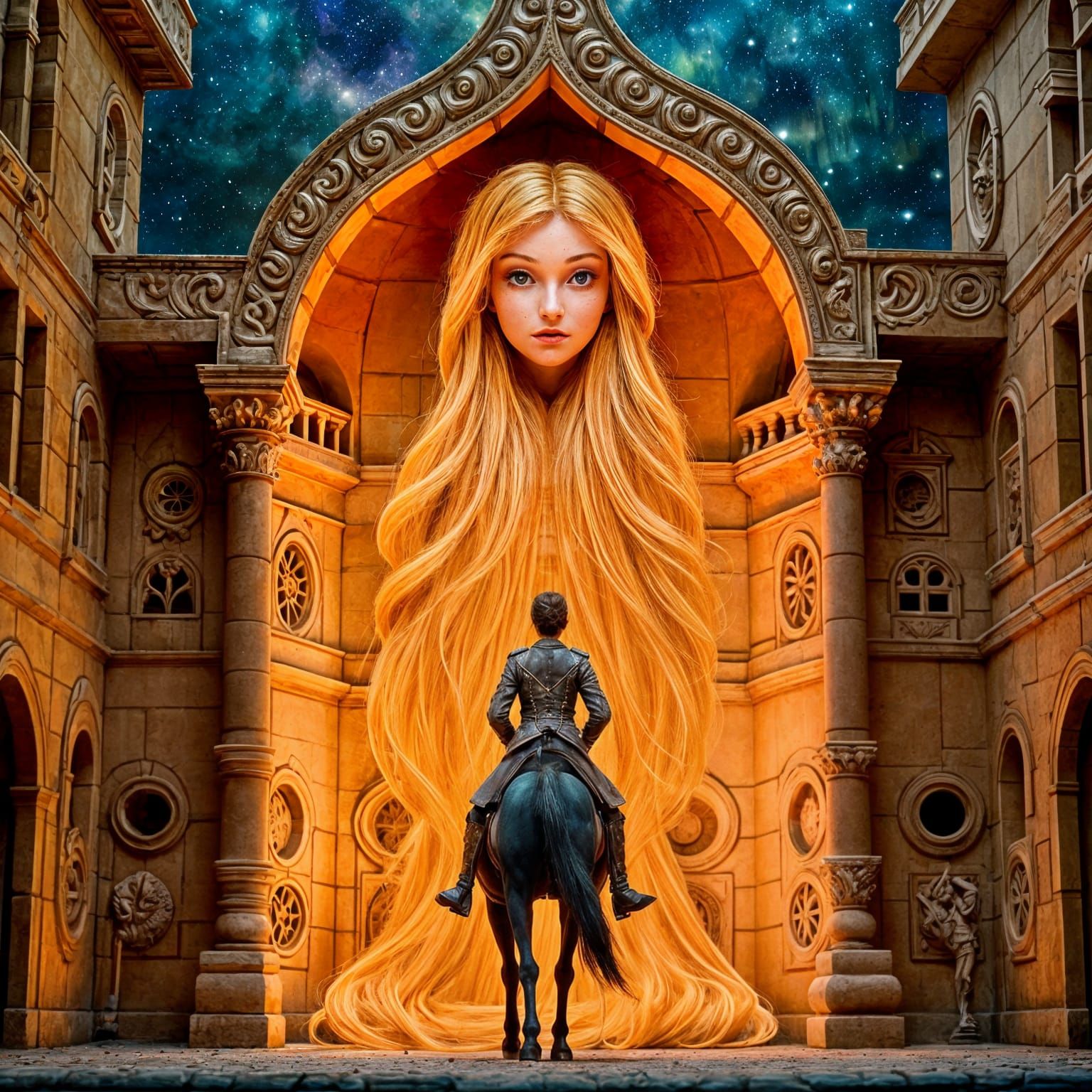 Regal Prince Rescues Golden Princess from Majestic Castle