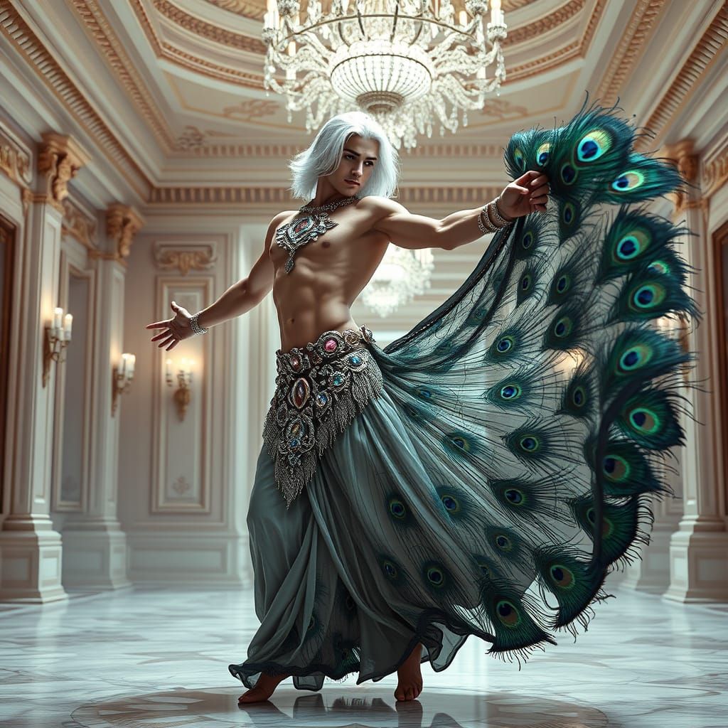 Chiseled Male Belly Dancer in Vibrant, Fantastical Ballroom ...
