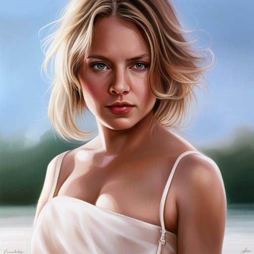 Realistic Oil Painting of a Lonely Girl Portrait