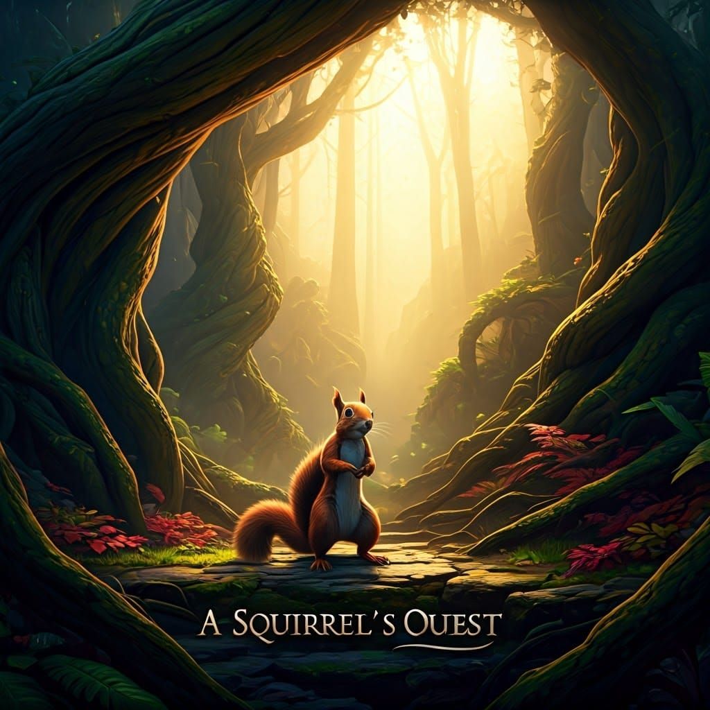Majestic Squirrel Embarks on Quest in Ancient Forest