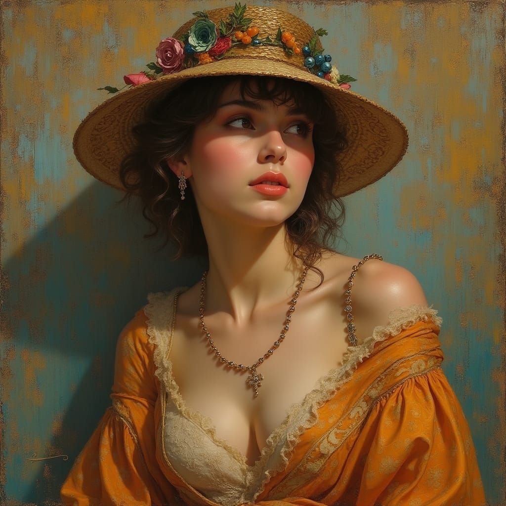 Elegant Woman Portrait in Art Nouveau Style