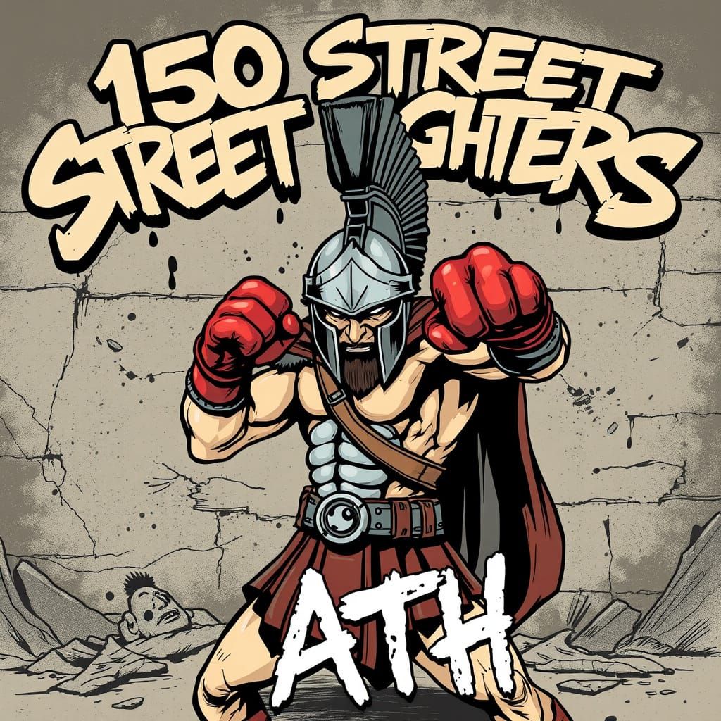 Spartan Warrior Boxing in Urban Graffiti Art