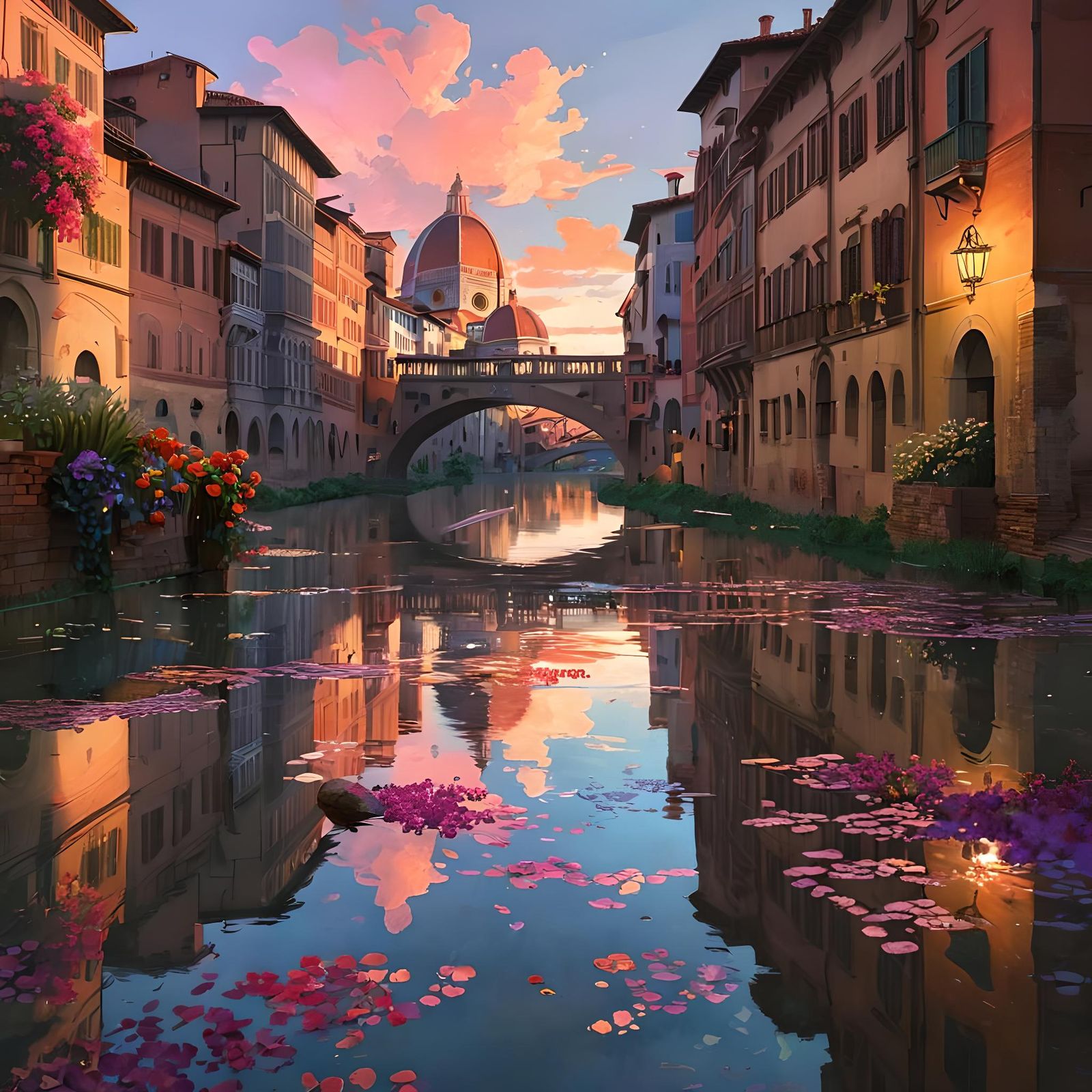 Florence in Iridescent Light, Art Nouveau Style