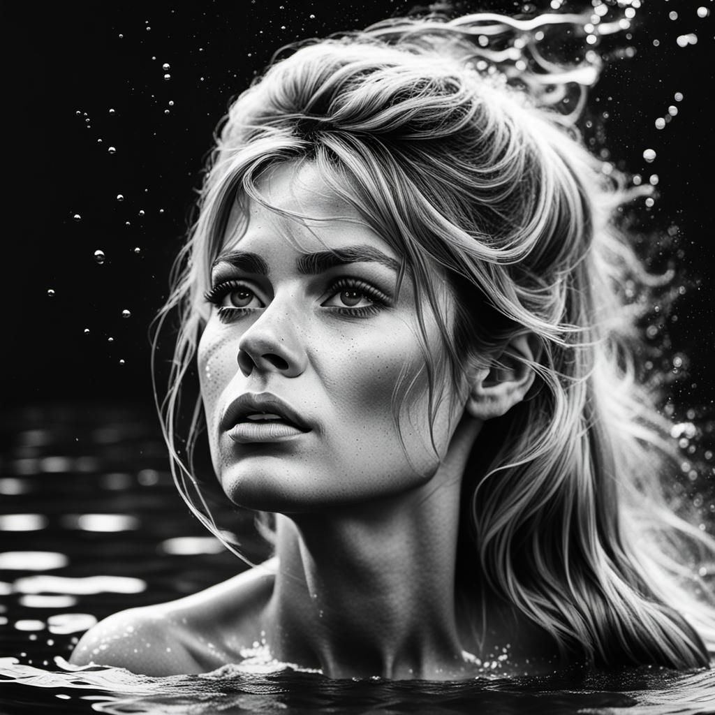 Brigitte Bardot Portrait in Hyperrealistic Black and White