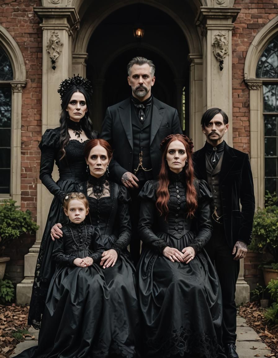 Victorian Gothic Family Portrait in a Mansion