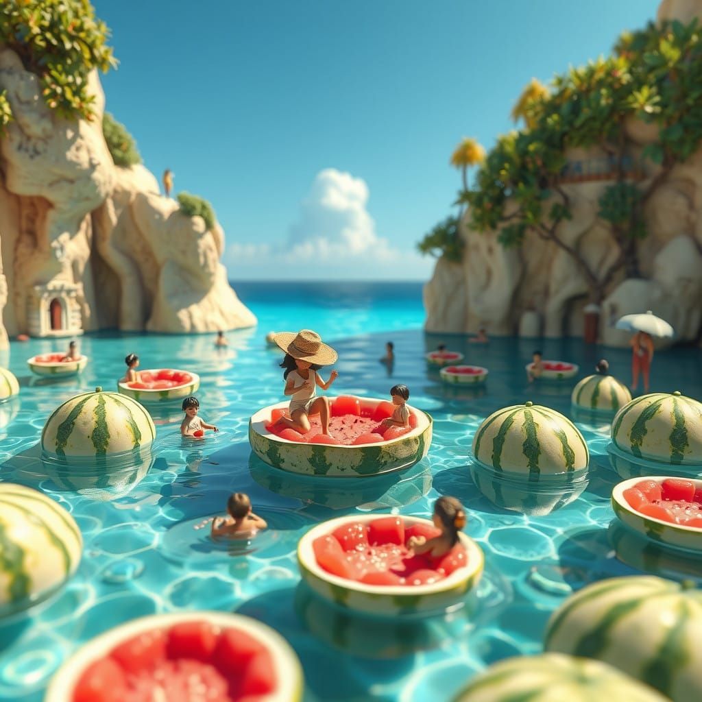 Vibrant Whimsical Miniature World in 3D Rendered Style