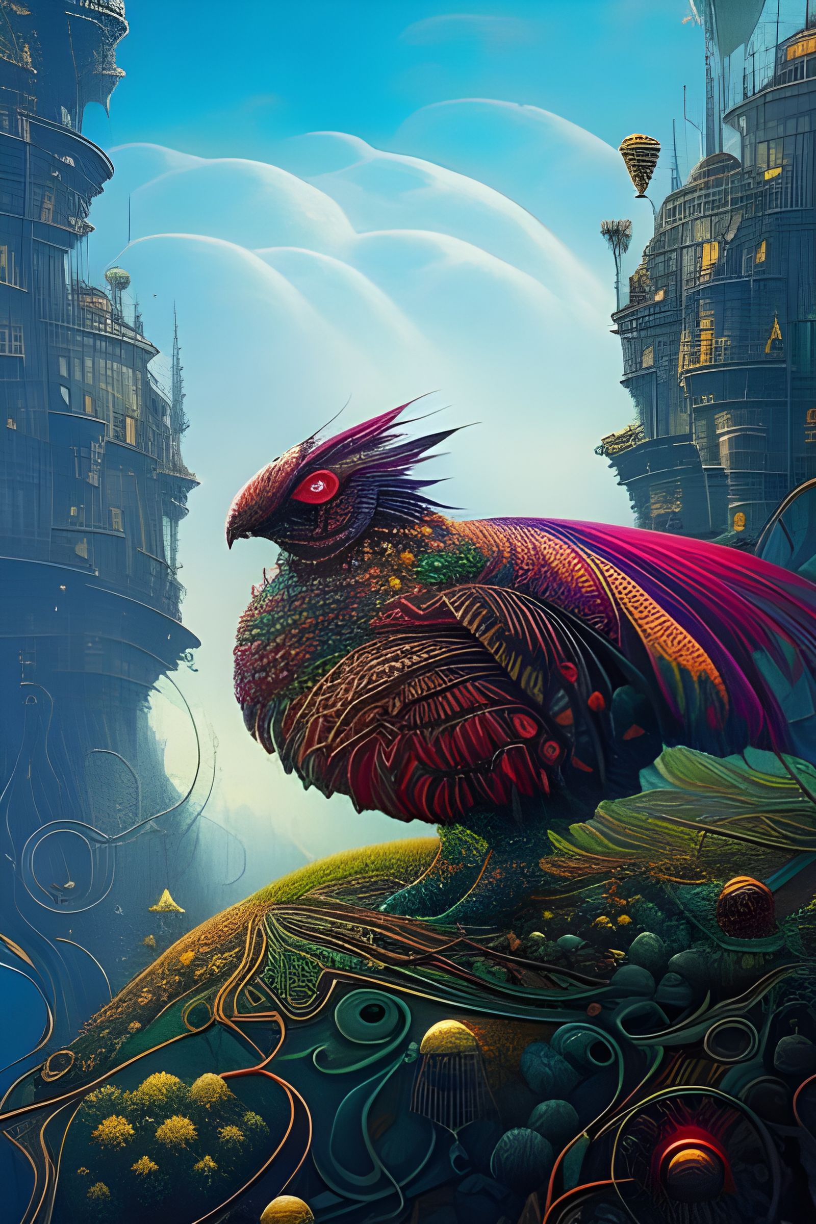 Exotic Bird in Visionary Digital Art Style