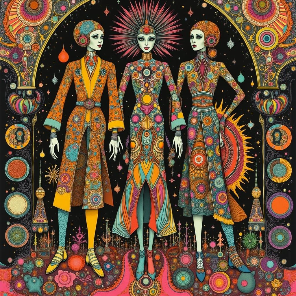 Aliens Socializing in a Psychedelic Bar