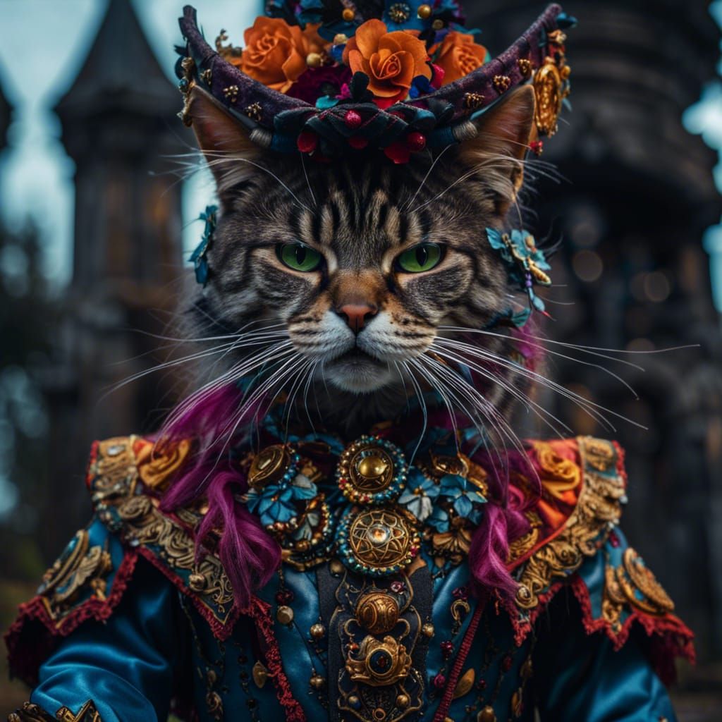 Fire Sorcerer Garfield in Rococo Gothic Graveyard