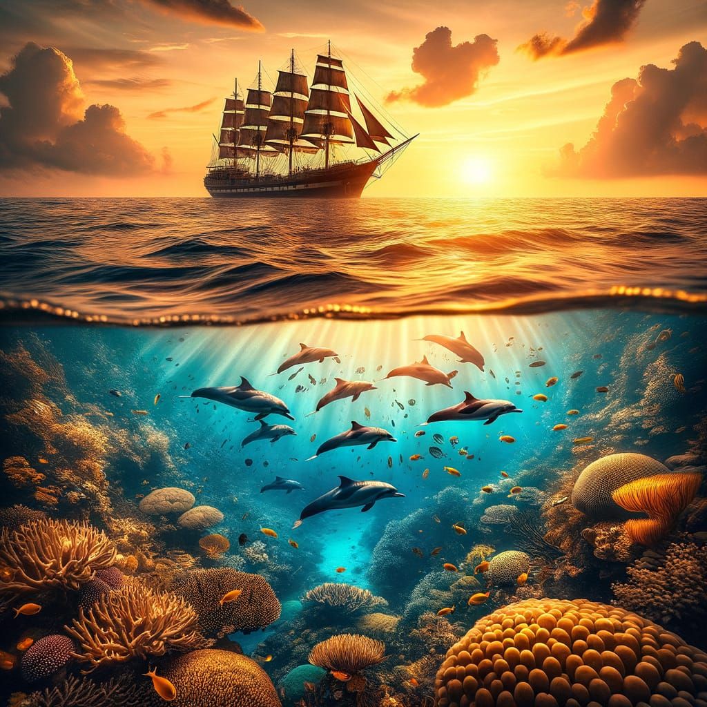 Underwater World in Golden Light