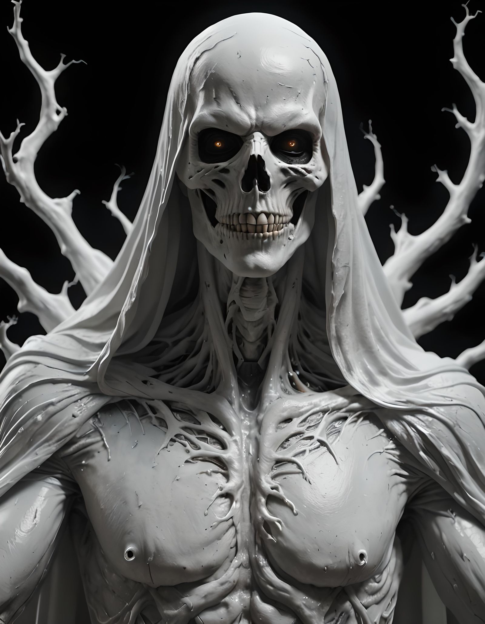 Hideous White Spectre in Digital 3D Art