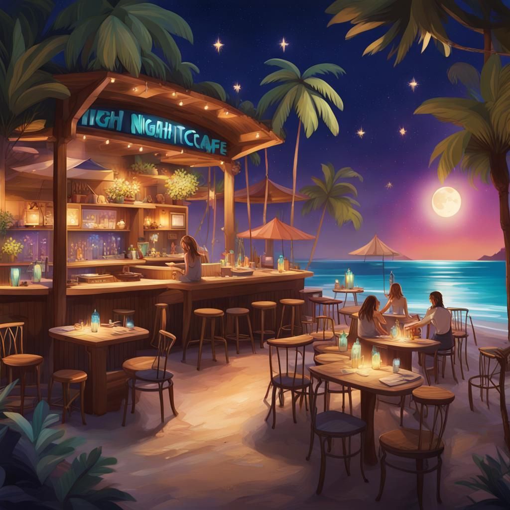 Moonlit Beach Party at NightCafe Studio