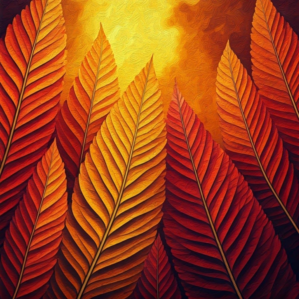 Autumnal Leaves Explosion in Gouache and Watercolor