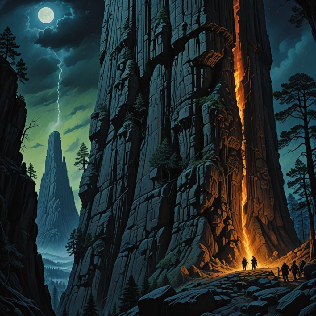 Men in Black Rappel Down Devils Tower