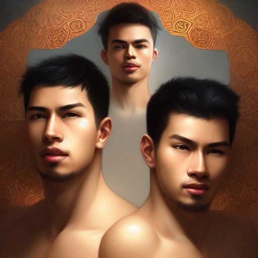 Realistic Portrait of Two Handsome Men in Thailand