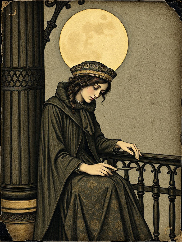 Featherish Crone in Polished Tin Ikon Style