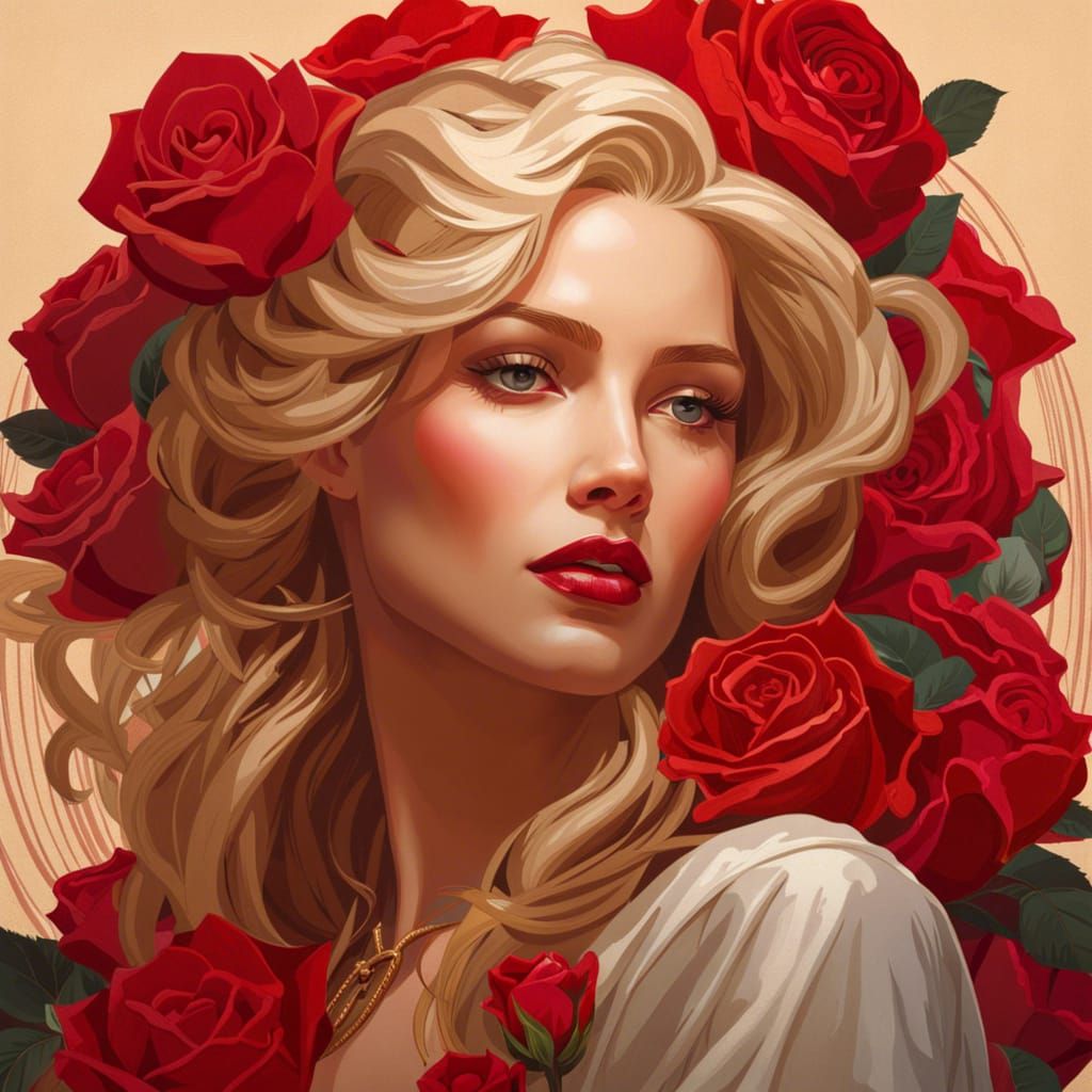 Beautiful Woman with Roses: Hyperrealistic 8k Portrait